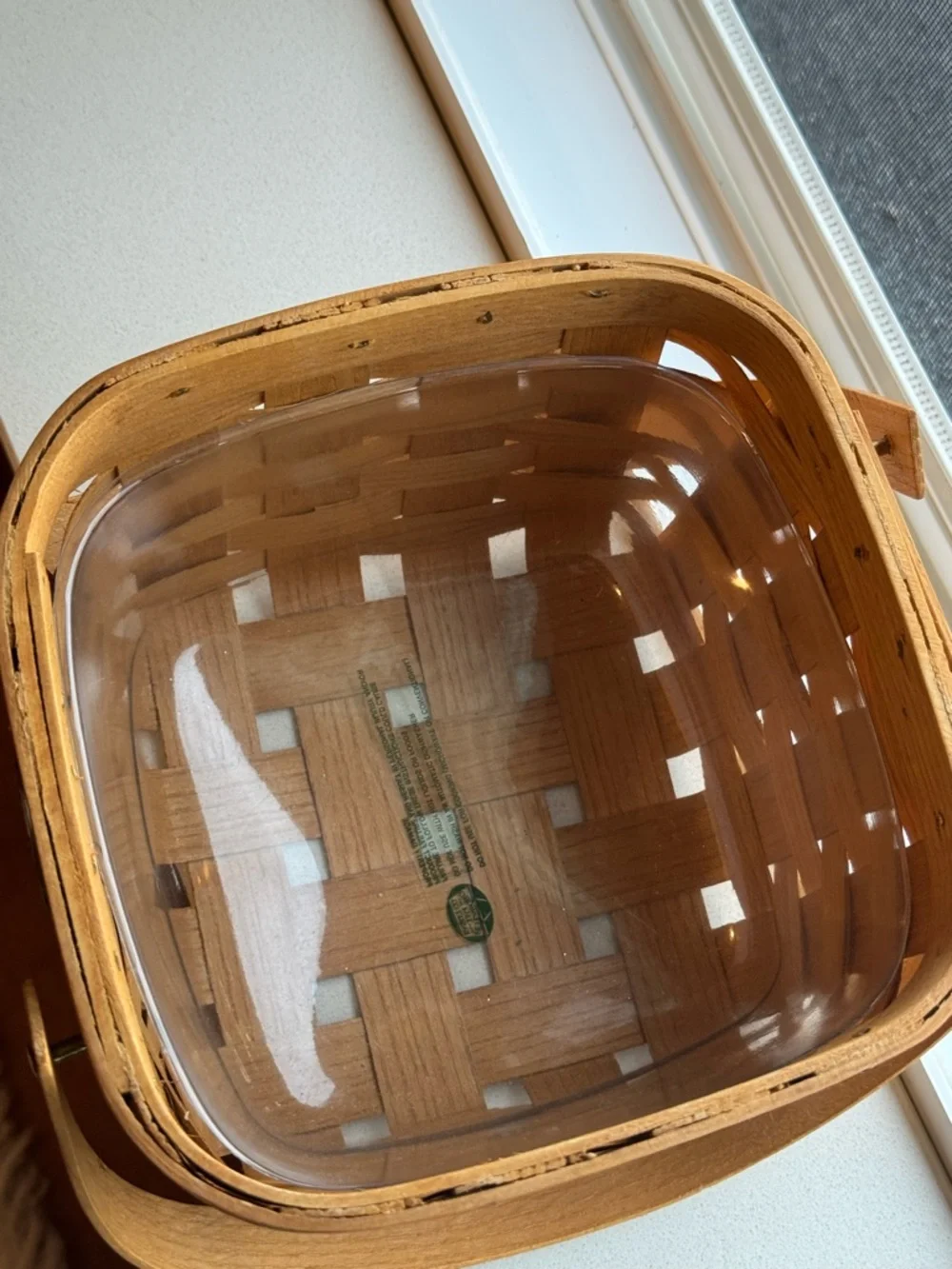 Peterboro Woven Wood Basket in Natural Wood Tone with Handles